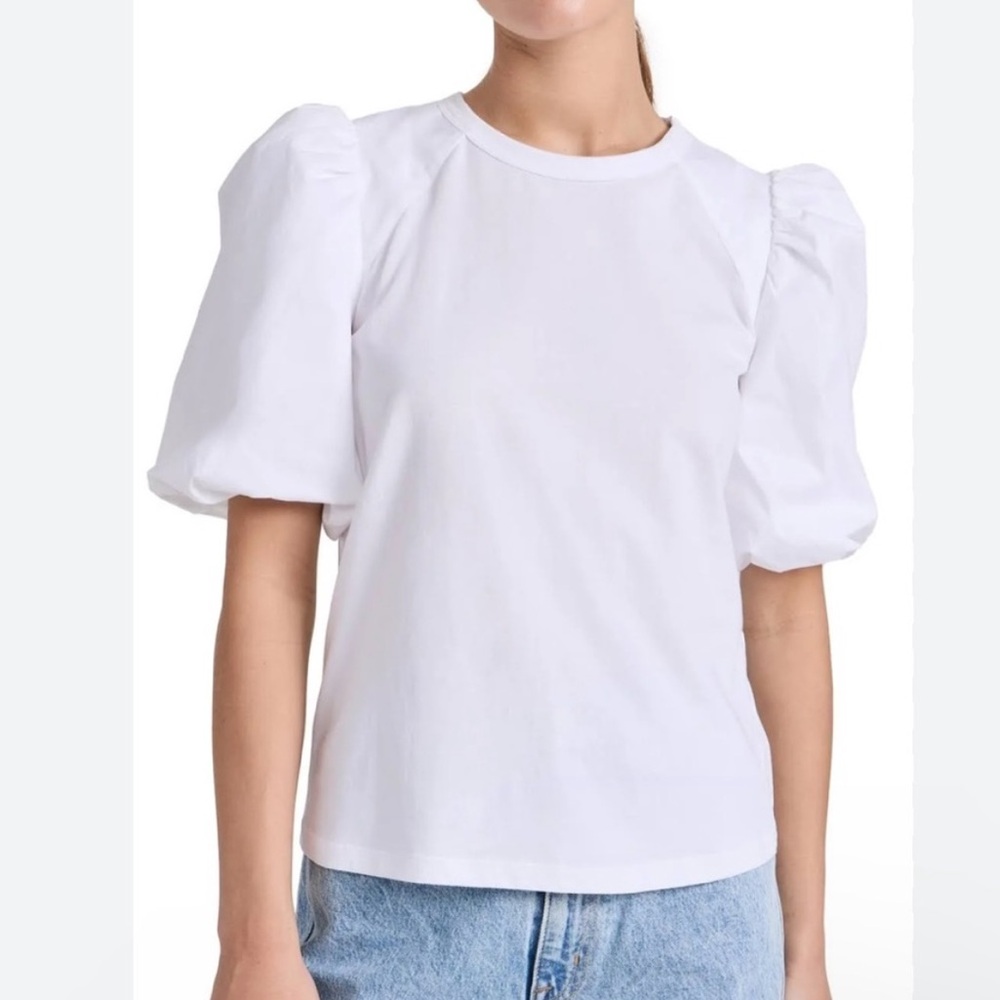 Veronica Beard Morrison White Puff Sleeve Blouse